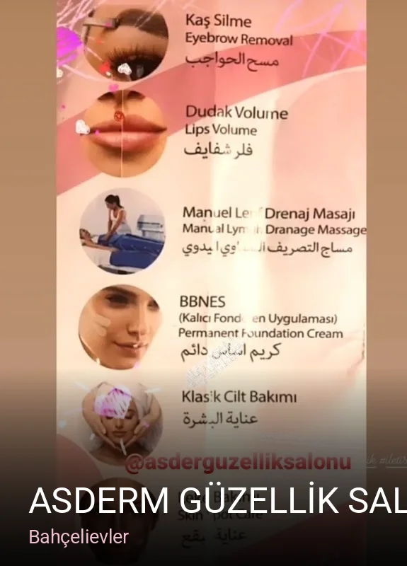 Bahçelievler ASDERM GÜZELLİK SALONU Bahçelievler/Yenibosna /İstanbul — Manikür, Pedikür, Cilt Bakımı