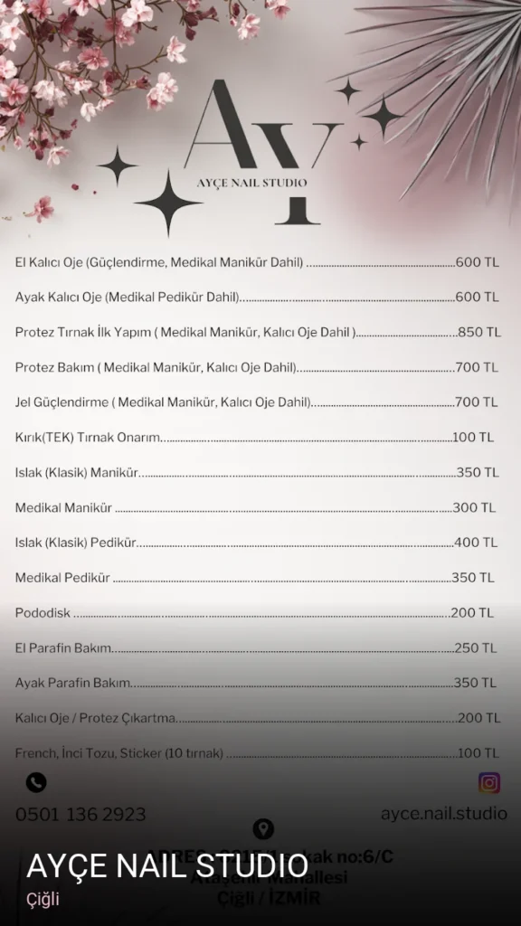 Çiğli Ayçe Nail Studio — Manikür, Pedikür, Cilt Bakımı
