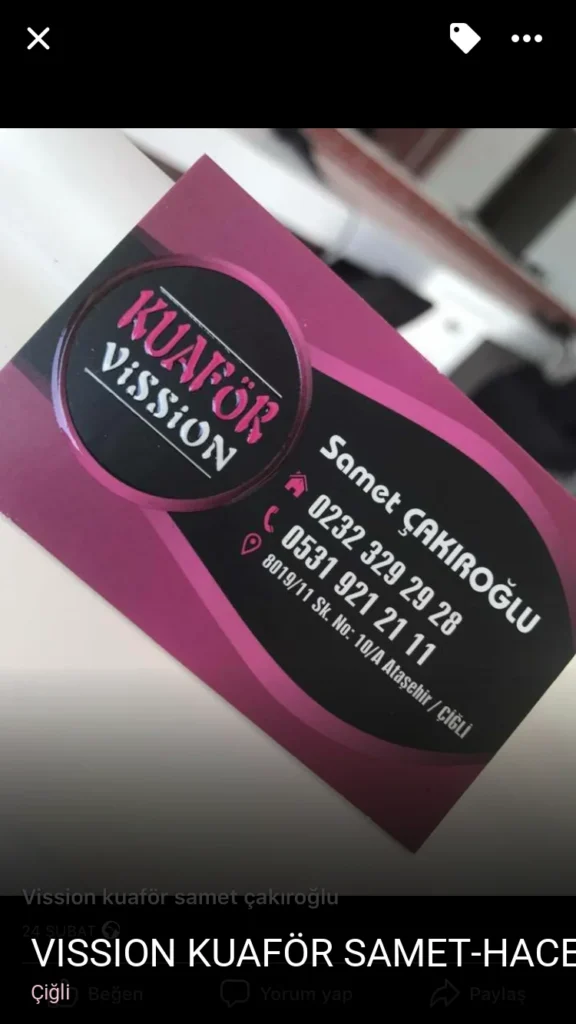 Çiğli Vission Kuaför Samet-Hacer ÇAKIROĞLU — Saç Bakımı, Keratin, Manikür